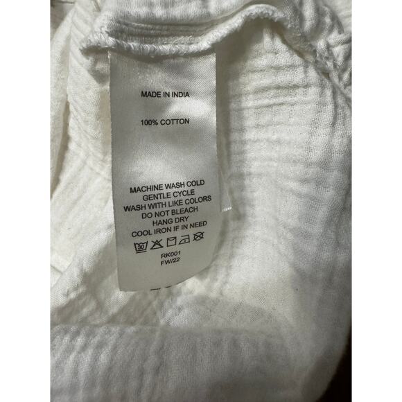 Quince Cotton Gauze Top Small White Relaxed Fit Short Sleeve Minimalist Boho - Picture 7 of 7